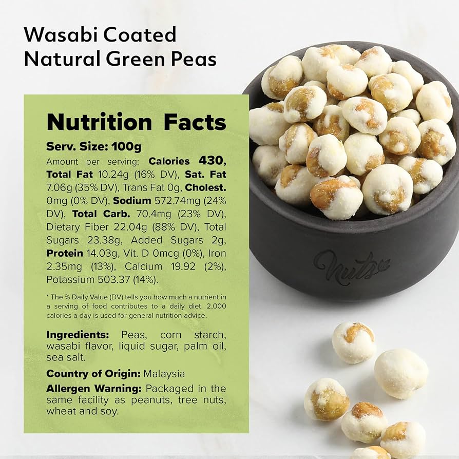 Amazon.com: NUTS U.S. - Wasabi Coated Natural Green Peas | 100